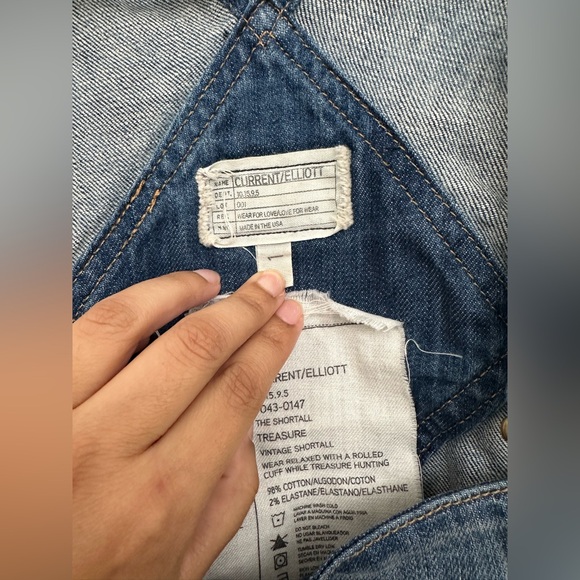 CURRENT/ELLIOTT Vintage Denim Shortalls - “Treasure” Wash - Picture 3 of 8